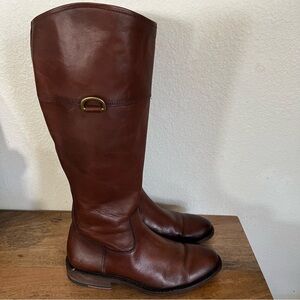 Frye MELISSA D RING TALL WIDE CALF CARAMEL BOOTS SIZE 7.5 B